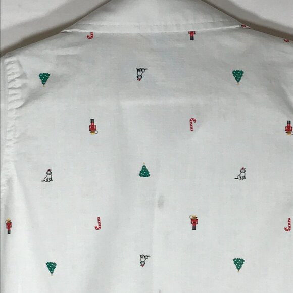Cat & Jack Boy's 3T White Button Up Long Sleeve All Over Print Christmas Shirt - Picture 7 of 9